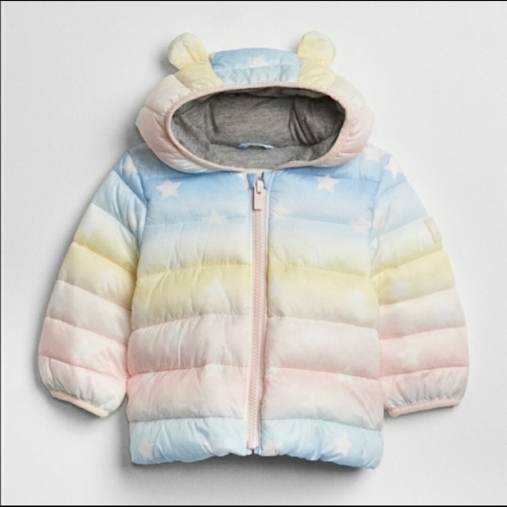 Gap ombré pastel- rainbow stars quilted jacket